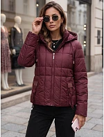 Dámska prešívaná bunda s kapucňou, bordová, FashionStreet TY5859 Dámska prešívaná bunda s kapucňou, bordová, FashionStreet TY5859