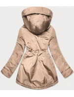 Béžovo-biela dámska bunda pre prechodné obdobie (B8037-46026)