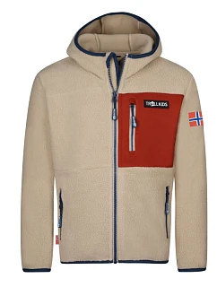 Detská fleecová bunda Trollkids Aurlandsfjord s kapucňou a zipsom, béžová (466-815)