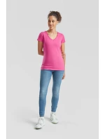 Fruit of the Loom Lady-Fit Valueweight V-Neck T Dámske tričko s výstrihom do V 16.1398 čierne