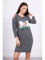 Šaty s potlačou Love v grafitovej farbe