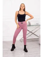 Pruhované legíny s vysokým pásom tmavoružové