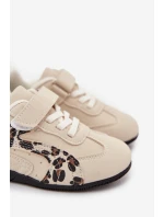 Dětské sportovní boty na suchý zip béžové s leopardem Perrin