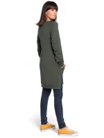 B101 Nadrozmerná tunika s rozdelenými bokmi - vojensky zelená B101 Nadrozmerná tunika s rozdelenými bokmi - vojensky zelená