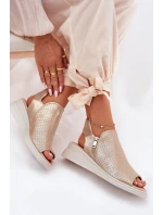 Sandały Damskie Na Koturnie Złote Mevinette