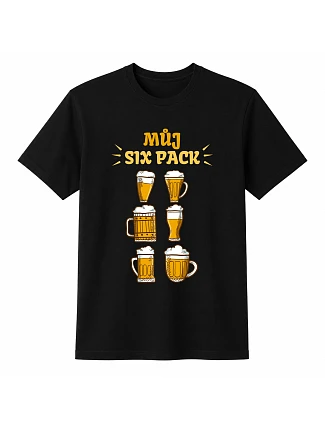 Pánske bavlnené tričko s potlačou - MY SIX PACK - čierne Pánske bavlnené tričko s potlačou - MY SIX PACK - čierne