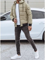 Pánska prešívaná zimná bunda s kapucňou béžová FashionStreet TX4838