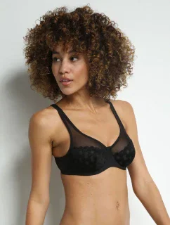 Dámska čipková podprsenka DIM GENEROUS BRODERIE UNDERWIRE BRA - DIM - čierna