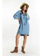 Džínsové šaty s vreckami DRE2850 modré - Monnari