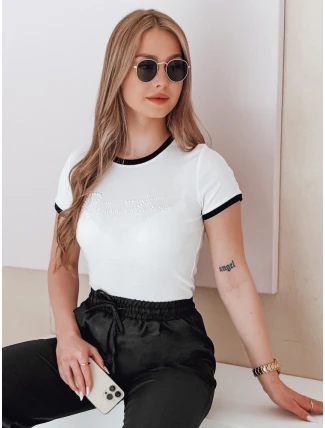 Dámske bavlnené tričko s LUMINASI biele FashionStreet RY2887 Dámske bavlnené tričko s LUMINASI biele FashionStreet RY2887
