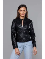 Čierna bunda ramoneska so stojačikom (11Z8008)