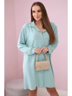 Dlhá košeľa s viskózou tmavej mentolovej farby