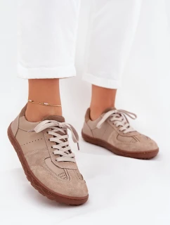 Skórzane Damskie Trampki Barefoot Zazoo N1277S2 Beżowe