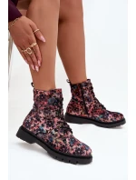 Botki Damskie Ocieplane W Kwiaty Artiker 57C1051 Różowe