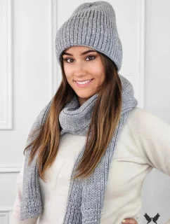 Súprava čiapky a šálu K.23.230.06 sivá - Kamea