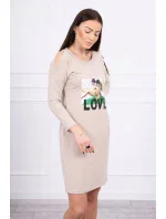 Šaty s potlačou Love béžovej