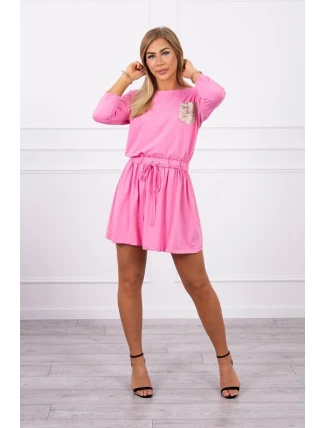 Šaty s flitrovým vreckom svetlo ružové