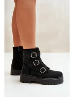 Ocieplane Botki Damskie Ze Zdobieniem Czarne Ciascia