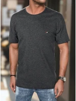 Pánske bavlnené základné tričko s výšivkou tmavosivé FashionStreet RX5634
