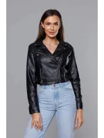 Krátka čierna bunda s golierom (11Z8039)