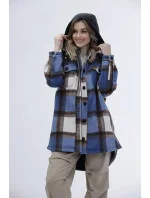 Svetlomodrá dámska károvaná košeľová bunda (AG3-1813) Svetlomodrá dámska károvaná košeľová bunda (AG3-1813)