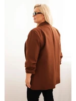 Dámska elegantná plus size bunda čokoládová