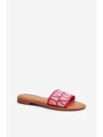 Klapki Damskie Na Płaskim Obcasie Fuksja Traivea