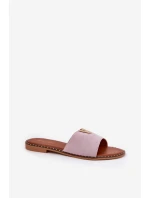 Klapki Damskie Na Płaskim Obcasie Z Ozdobnymi Detalami Fioletowe Saliena