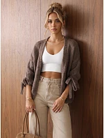 Dámsky oversize kardigán bez zapínania, hnedý, FashionStreet MY2565 Dámsky oversize kardigán bez zapínania, hnedý, FashionStreet MY2565
