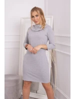 Šaty s kapucňou a vreckami šedej