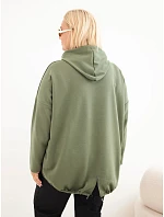 Dámska mikina Plus Size z viskózy s kapucňou a klokaním vreckom, farba khaki Dámska mikina Plus Size z viskózy s kapucňou a klokaním vreckom, farba khaki