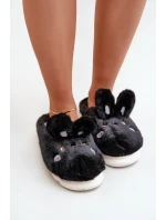 Papuče z umelej kožušiny s motívom králika Black Natasha