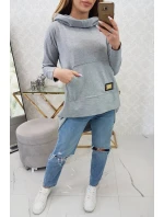 Mikina s kapucňou s dlhým chrbtom šedá