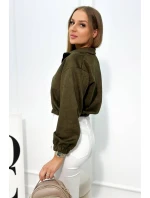 Semišová mikina na zips khaki