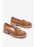 Eleganckie Zamszowe Mokasyny Ciemnobeżowe Laverne