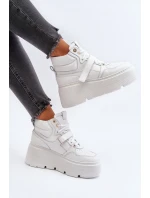 Zazoo 3450 Skórzane Sneakersy Damskie Białe