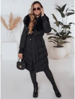 Dámska prešívaná zimná bunda s umelou kožušinou čierna FashionStreet TY5076