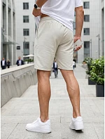 Pánske teplákové šortky so sťahovacou šnúrkou, svetlo béžové, FashionStreet SX2622 Pánske teplákové šortky so sťahovacou šnúrkou, svetlo béžové, FashionStreet SX2622