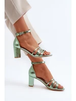 Sandały Na Słupku Z Paseczkami Zielone Enitia