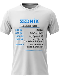 Pánske bavlnené tričko s potlačou - HOURLY BUNDLE - WORKER - biele