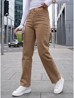 Dámske džínsy s vysokým pásom a klasickým strihom v kamelovej farbe FashionStreet UY3095 Dámske džínsy s vysokým pásom a klasickým strihom v kamelovej farbe FashionStreet UY3095