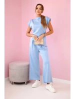 Asymetrická blúzka + nohavice modrá