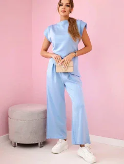 Asymetrická blúzka + nohavice modrá