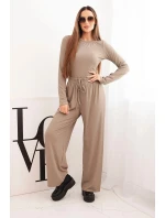 Dámska súprava z viskózy s blúzkou a širokými nohavicami fango