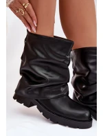 Zateplené dámské kotníkové boty s řaseným horním lemem černé Gracine