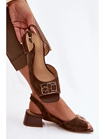 Elegantné sandále na podpätku z prírodného semišu D&A CE61-3127 Brown Elegantné sandále na podpätku z prírodného semišu D&A CE61-3127 Brown
