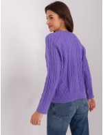 Fialový sveter s okrúhlym výstrihom