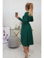 Šaty s ozdobným pásikom a nápisom tmavo zelené