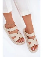 Gumowe Klapki Damskie Z Paskiem Beżowe Tavirae