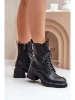 Zateplené dámske členkové topánky z prírodnej kože Vinceza 66671 Black